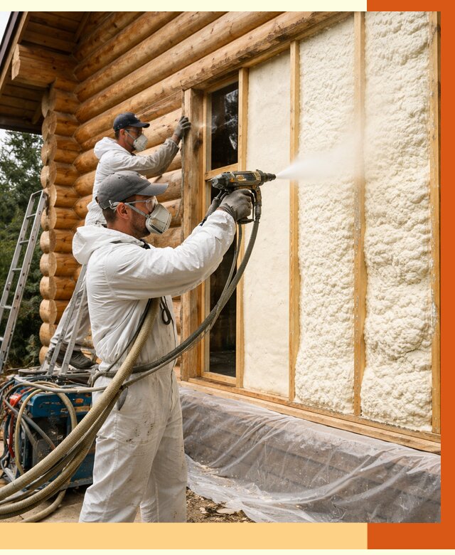 Утепление деревянного дома ППУ в Дмитрове от 4502 руб/м2 | ТепломастерДмв — под ключ