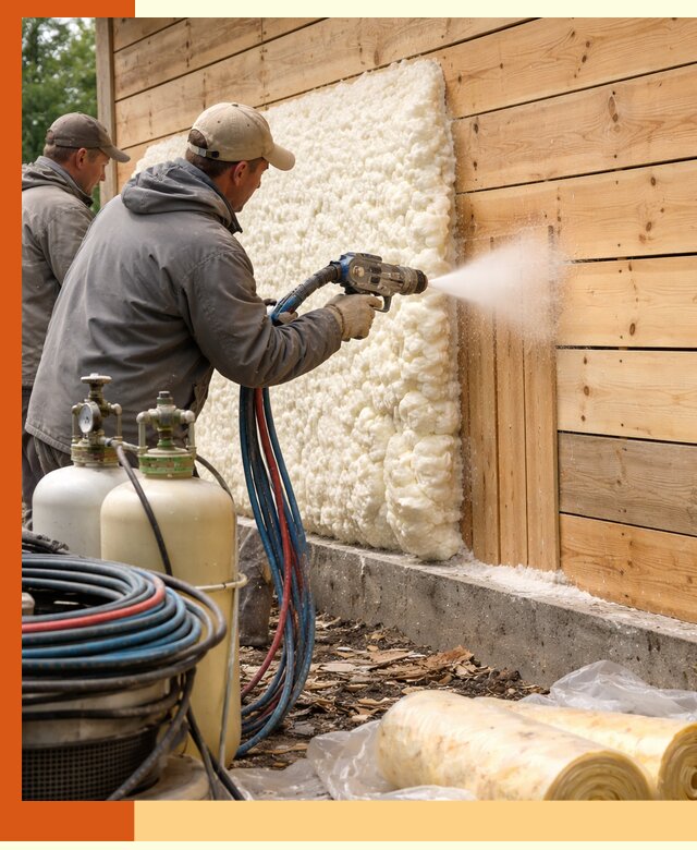 Утепление деревянного дома пенополиуретаном в Дмитрове