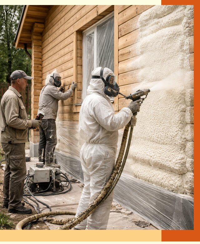 Утепление дома из бруса ППУ в Дмитрове от 4127 руб/м2 под ключ | ТепломастерДмв