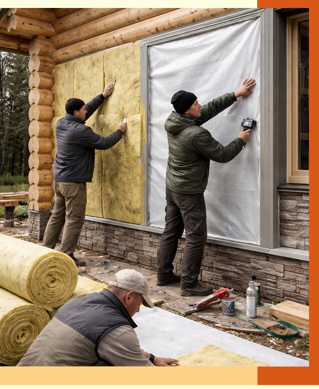 Утепление бревенчатого дома в Дмитрове от 8201 руб/м2 — заказать под ключ | ТепломастерДмв