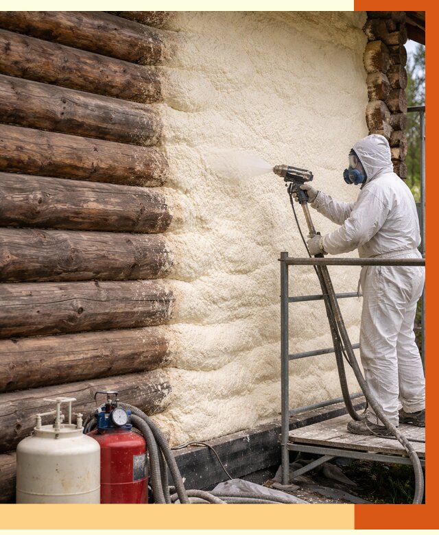 Утепление бревенчатого дома ППУ в Дмитрове под ключ от 6700 руб. | ТепломастерДмв