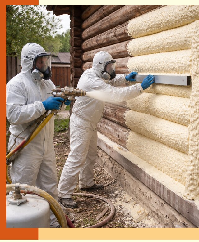 Утепление бревенчатого дома ППУ в Дмитрове эффективной изоляцией