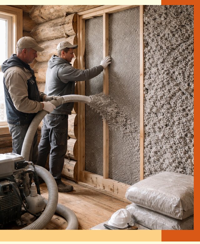 Утепление бревенчатого дома эковатой в Дмитрове от 2948 руб. | ТепломастерДмв