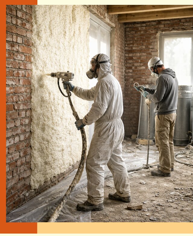 Утепление кирпичного дома пенополиуретаном в Дмитрове