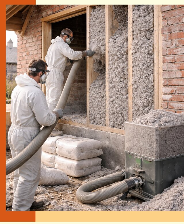 Утепление кирпичного дома эковатой в Дмитрове