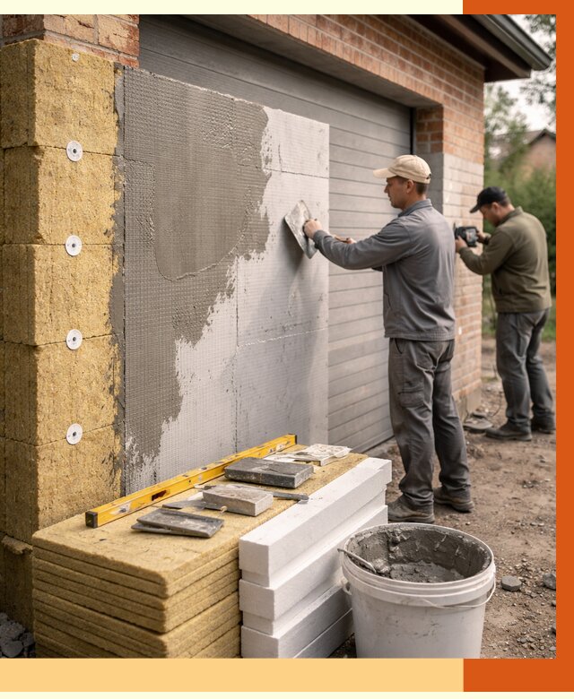 Утепление гаража снаружи в Дмитрове от 4502 руб. за м2 — наружное утепление под ключ | ТепломастерДмв
