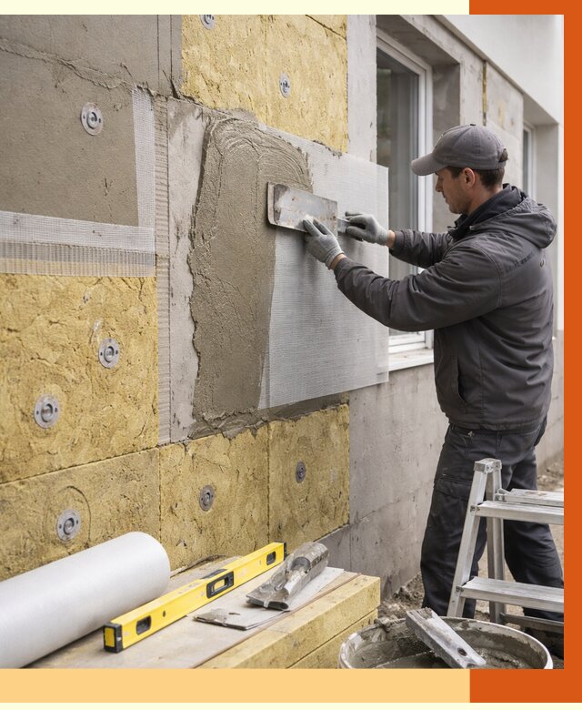 Утепление фасада под штукатурку в Дмитрове от 4502 руб/м2 — монтаж пенопластом и минватой | ТепломастерДмв