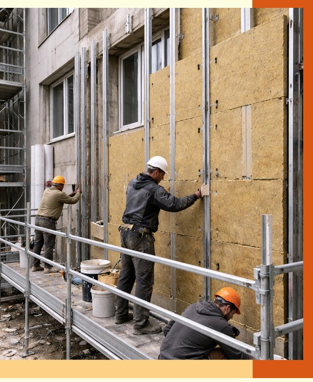 Утепление вентилируемого фасада в Дмитрове от 6003 руб/м2 — монтаж и утепление вентфасад | ТепломастерДмв