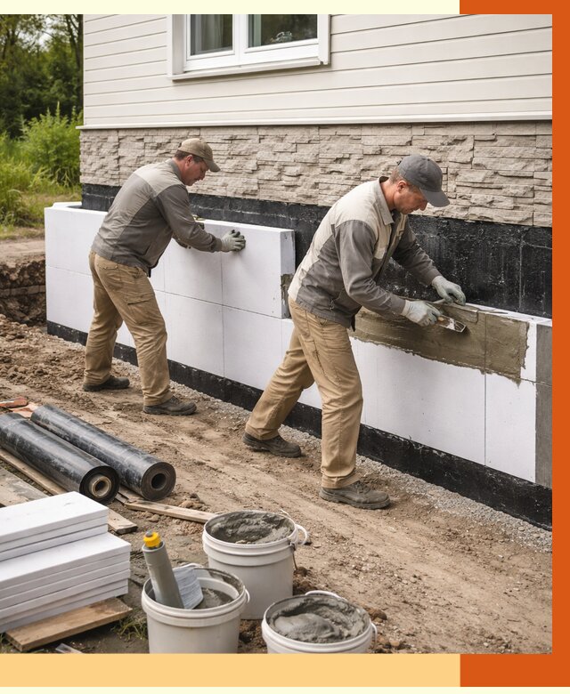 Утепление фундамента снаружи в Дмитрове от 4502 руб. за м² | ТепломастерДмв