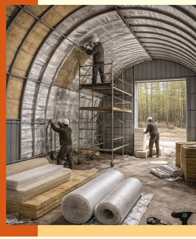 Утепление арочного ангара под ключ в Дмитрове