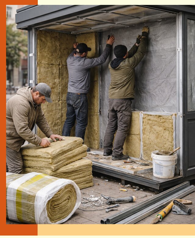 Утепление павильона шаурмы под ключ в Дмитрове