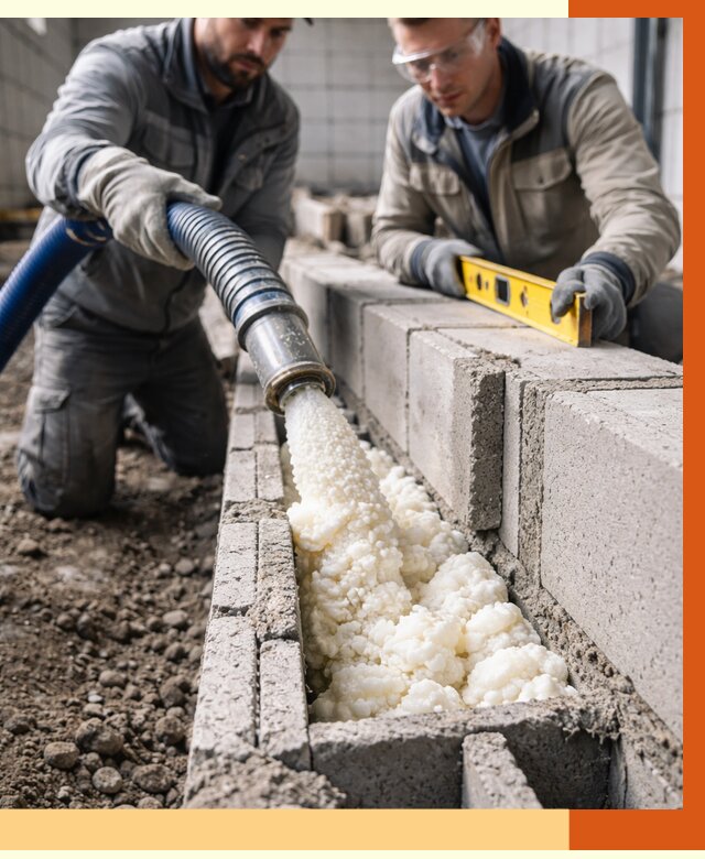 Заполнение колодцевой кладки ППУ в Дмитрове от 4502 руб. за м2 | ТепломастерДмв