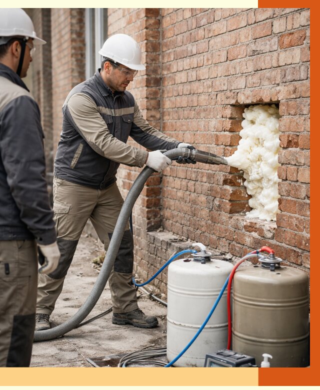 Заливка ППУ в пустоты кирпичной стены в Дмитрове от 2948 руб. | ТепломастерДмв