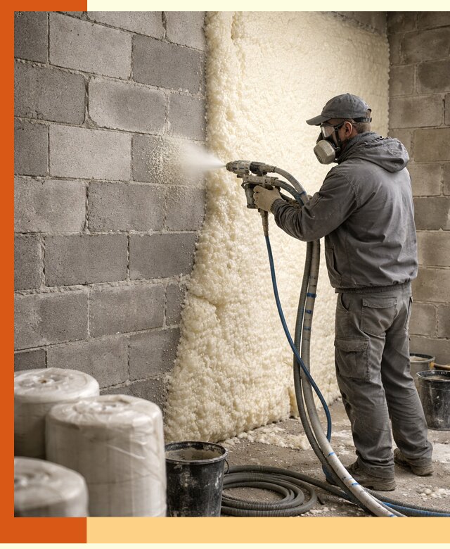 Утепление блочной стены ППУ в Дмитрове качественно и надёжно