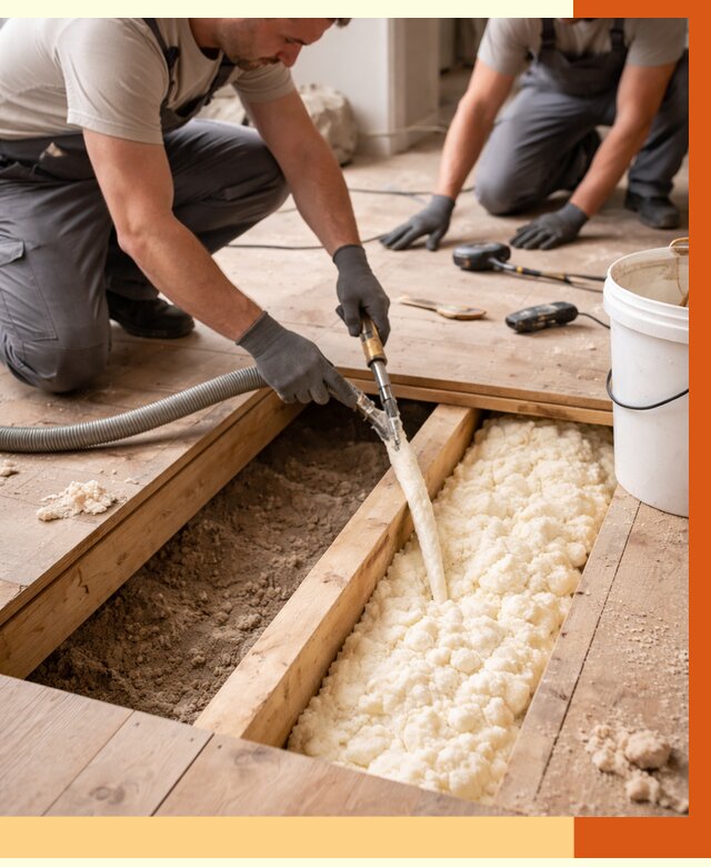 Заполнение пустот пола в Дмитрове от 2894 руб. — утепление пустот пола под ключ | ТепломастерДмв