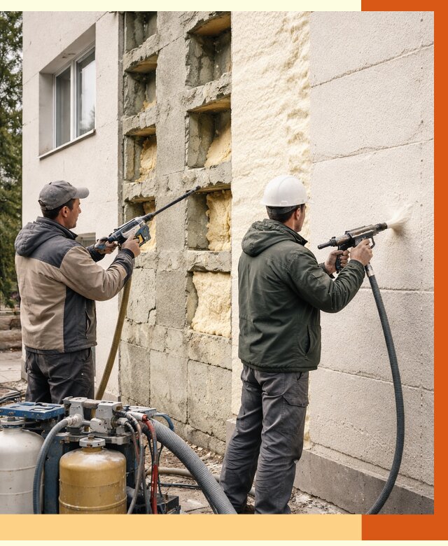 Заполнение пустот фасада в Дмитрове от 4824 руб. — утепление пустот облицовки | ТепломастерДмв