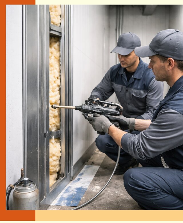 Заполнение пустот холодильных панелей в Дмитрове специализированной пеной