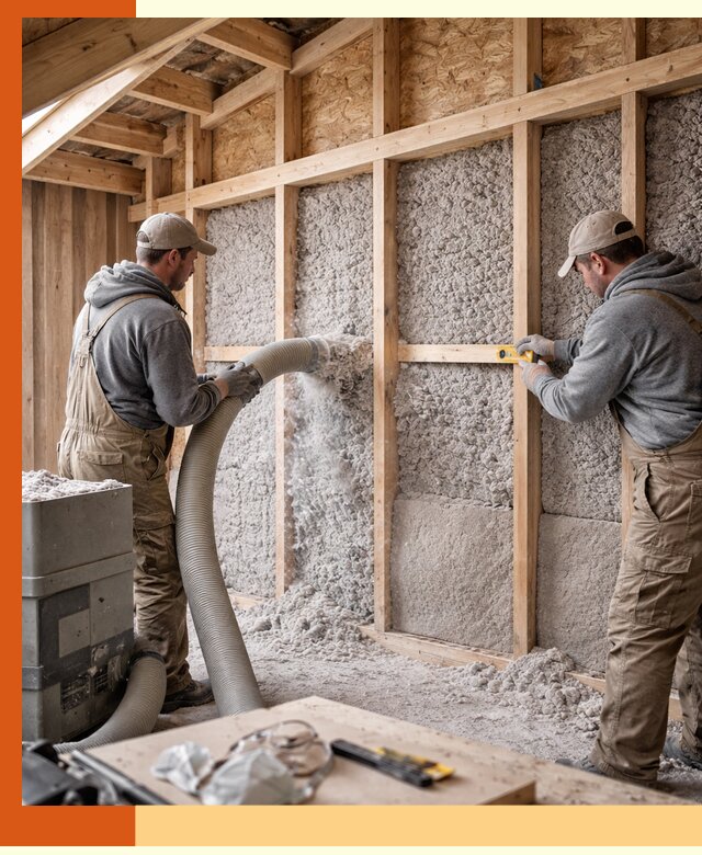 Утепление эковатой стен, потолков и перекрытий в Дмитрове