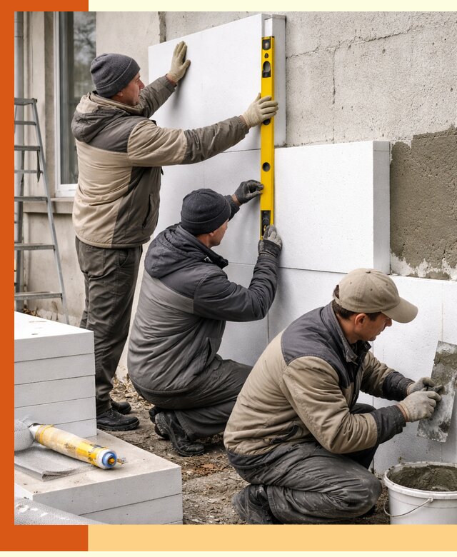 Утепление пенопластом наружных стен и фасадов в Дмитрове