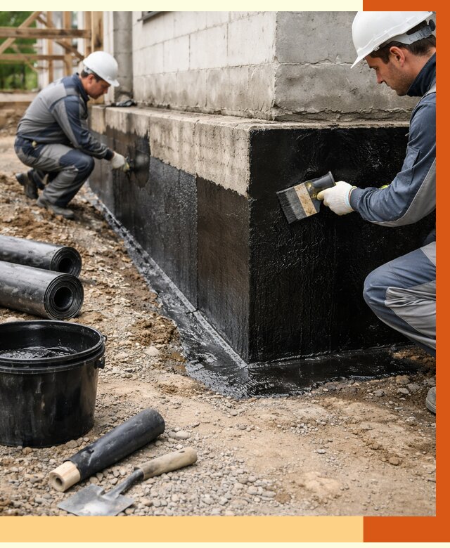 Гидроизоляция фундамента в Дмитрове от 1340 руб. — профессионально, под ключ | ТепломастерДмв