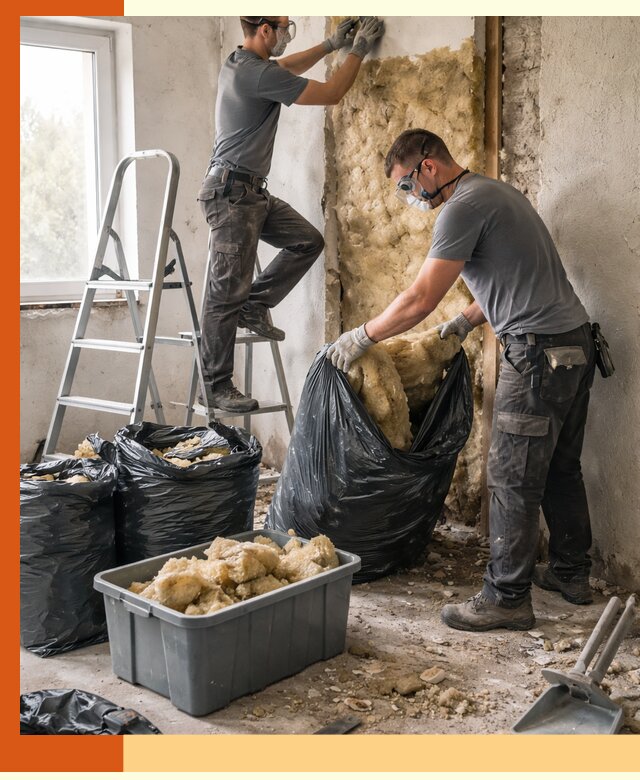 Демонтаж старого утеплителя и вывоз отходов в Дмитрове