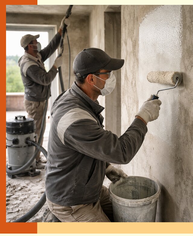 Подготовка поверхности под напыление утеплителя в Дмитрове