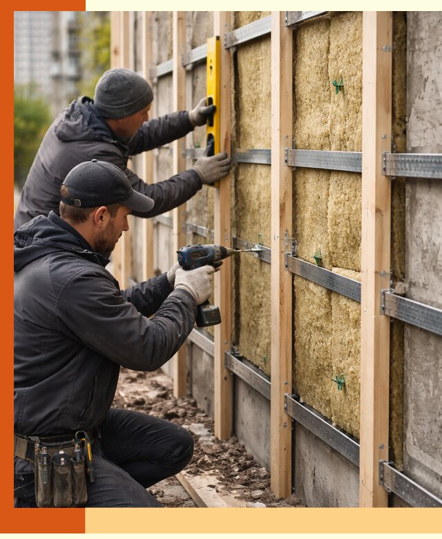 Монтаж обрешетки под утепление зданий и квартир в Дмитрове